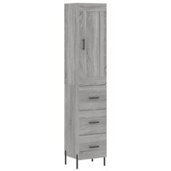 vidaXL kõrge kapp, hall Sonoma tamm, 34,5x34x180 cm, tehispuit цена и информация | Комоды | kaup24.ee