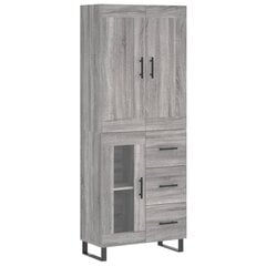 vidaXL kõrge kapp, hall Sonoma tamm, 69,5 x 34 x 180 cm, tehispuit цена и информация | Комоды | kaup24.ee