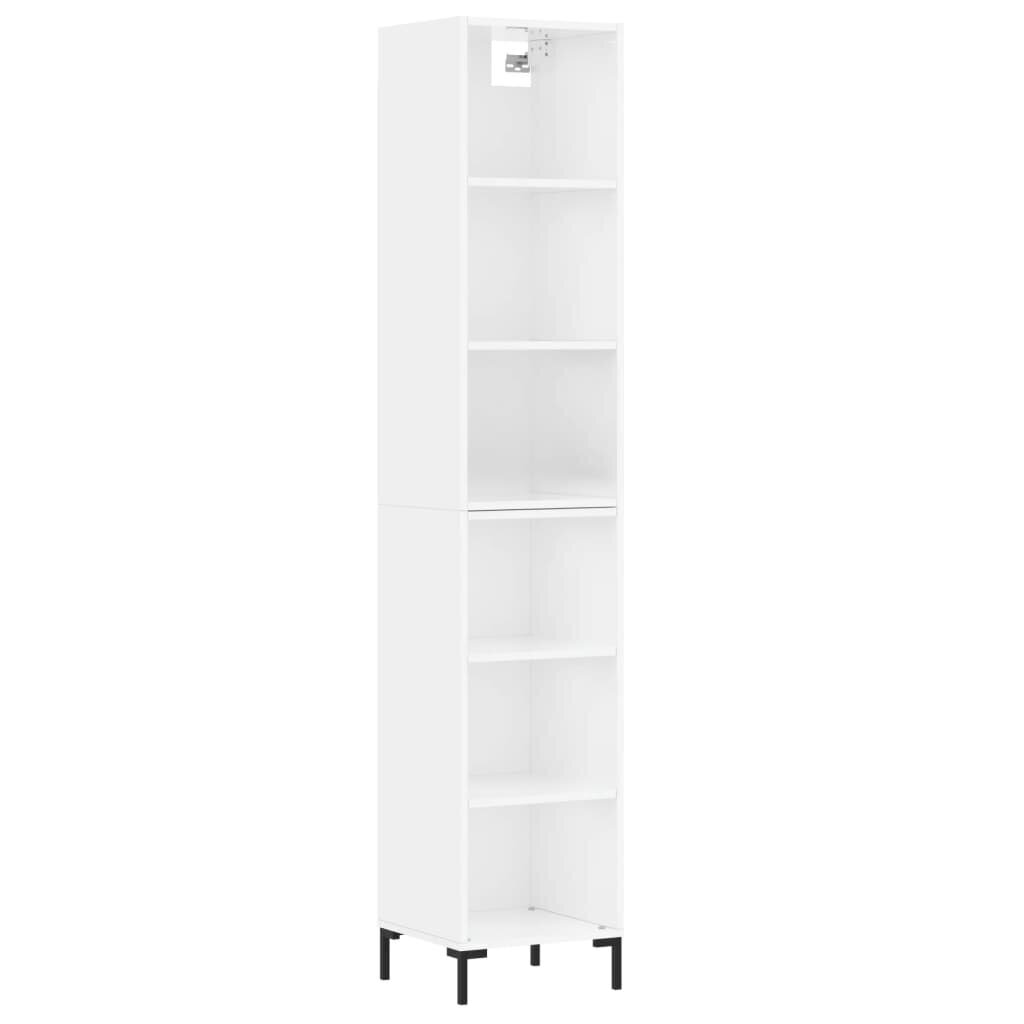vidaXL kõrge kapp, kõrgläikega valge, 34,5 x 32,5 x 180 cm, tehispuit цена и информация | Kummutid | kaup24.ee