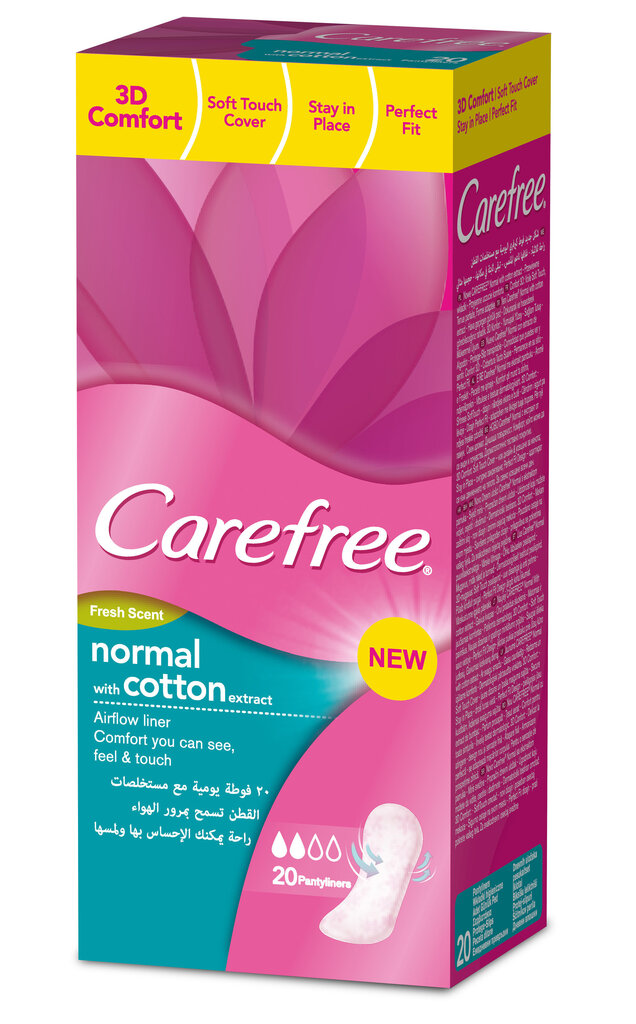 Pesukaitsmed puuvilla ekstraktiga Carefree Normal Fresh Scent, 20 tk hind ja info | Tampoonid, hügieenisidemed, menstruaalanumad | kaup24.ee