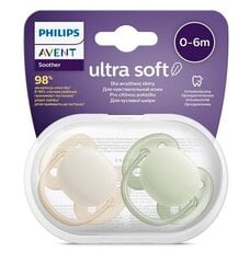 Пустышки Philips Avent, 2 шт, 0-6 месяцев, коричневые/зеленые цена и информация | Соски на бутылочку | kaup24.ee