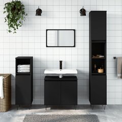 3-osaline vannitoakappide komplekt vidaXL, must цена и информация | Комплекты в ванную | kaup24.ee