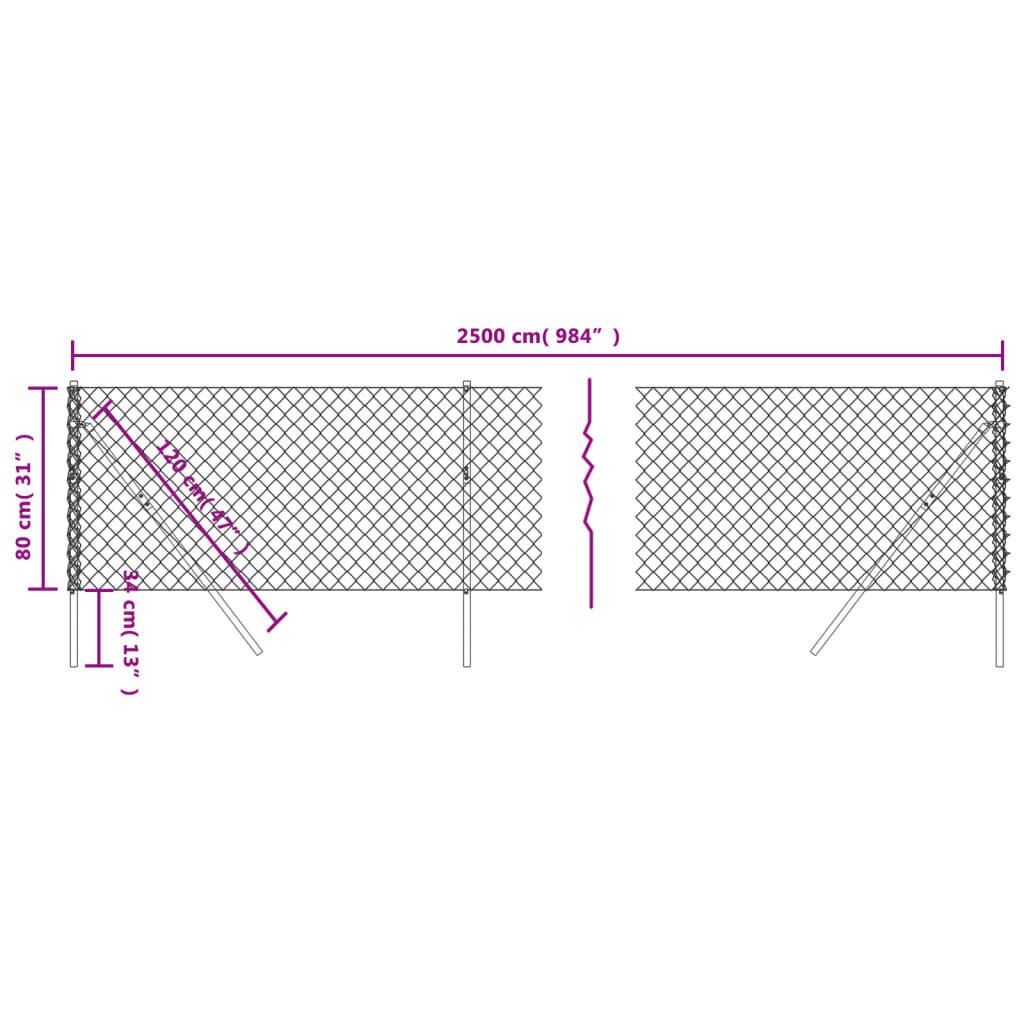 Võrkaed vidaXL, 0,8 x 25 m hind ja info | Aiad ja tarvikud | kaup24.ee