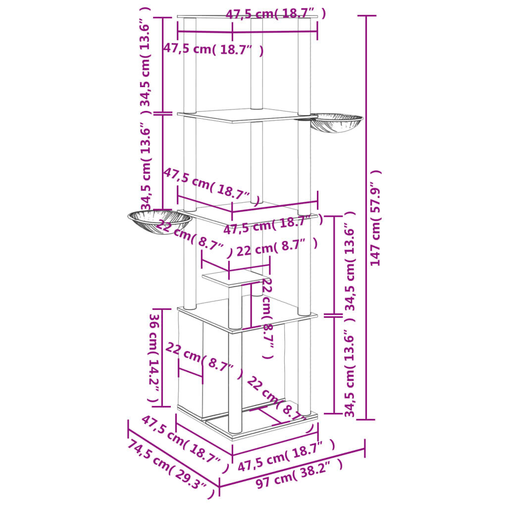 Kassimaja sisalköitega kraapimispostidega vidaXL, kreemjas, 147 cm цена и информация | Kassi kraapimispuud | kaup24.ee