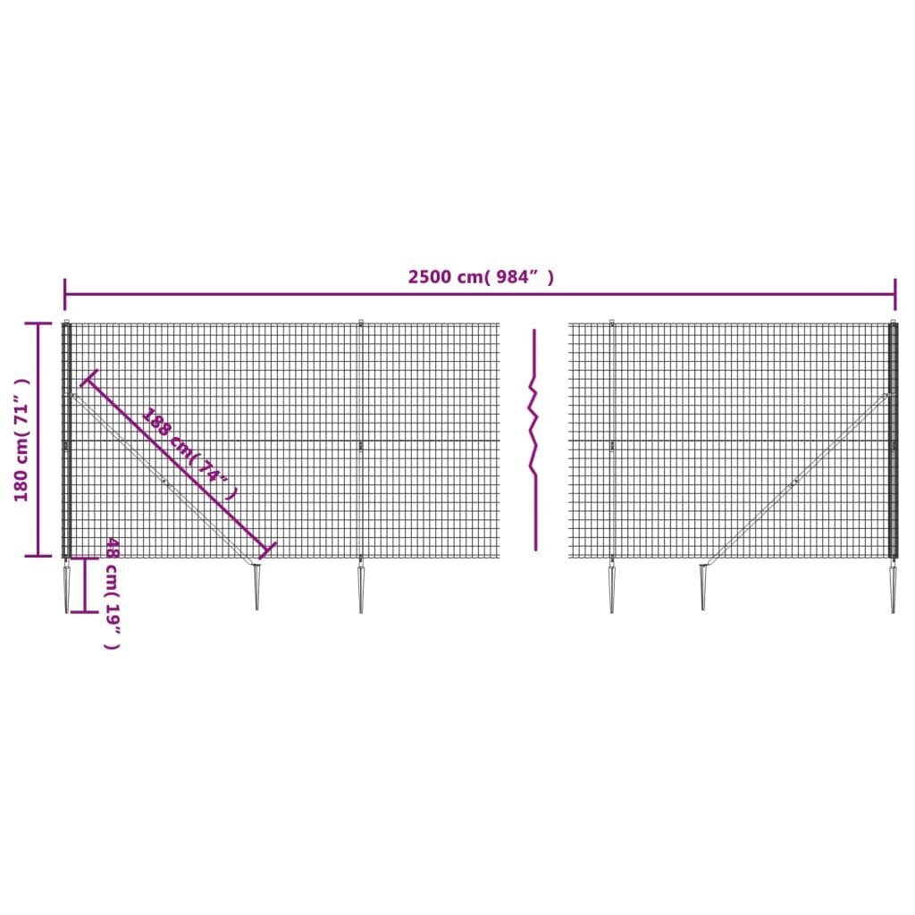 Traataed vidaXL 1,8x25m hind ja info | Aiad ja tarvikud | kaup24.ee