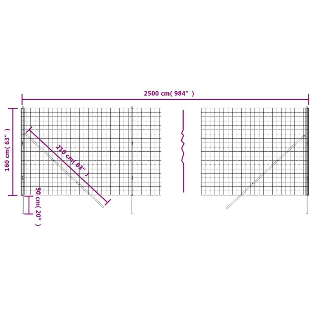 Traataed vidaXL 1,6x25m hind ja info | Aiad ja tarvikud | kaup24.ee