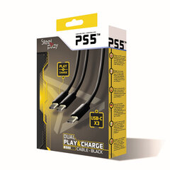 Steelplay Dual Play & Charge Cable For Controllers (Ps5) - Black цена и информация | Аксессуары для компьютерных игр | kaup24.ee