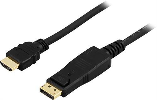 Deltaco (DP-3005), DP - HDMI, 0.5 m цена и информация | Kaablid ja juhtmed | kaup24.ee