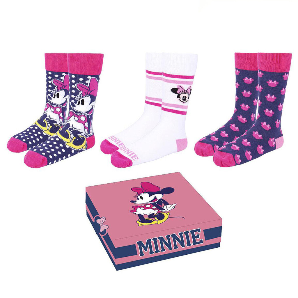 Naiste sokid Minnie Mouse S0729413, erinevad värvid, 3 paari hind ja info | Naiste sokid | kaup24.ee
