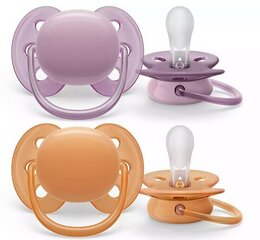 Lutid Philips Avent SCF091/33, 2 tk, 6-18 kuud, lilla/oranž цена и информация | Пустышки | kaup24.ee