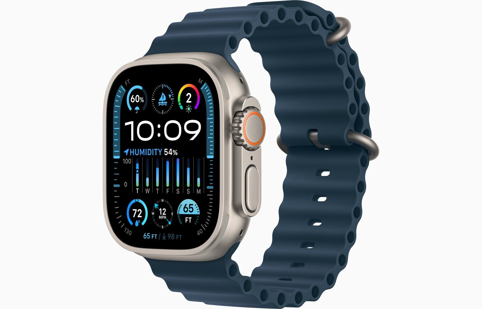 Apple Watch Ultra 2 GPS + Cellular, 49mm Titanium Case with Blue Ocean Band MREG3UL/A цена и информация | Nutikellad (smartwatch) | kaup24.ee