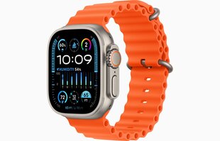 Apple Watch Ultra 2 GPS + Cellular, 49mm Titanium Case with Orange Ocean Band MREH3EL/A цена и информация | Смарт-часы (smartwatch) | kaup24.ee