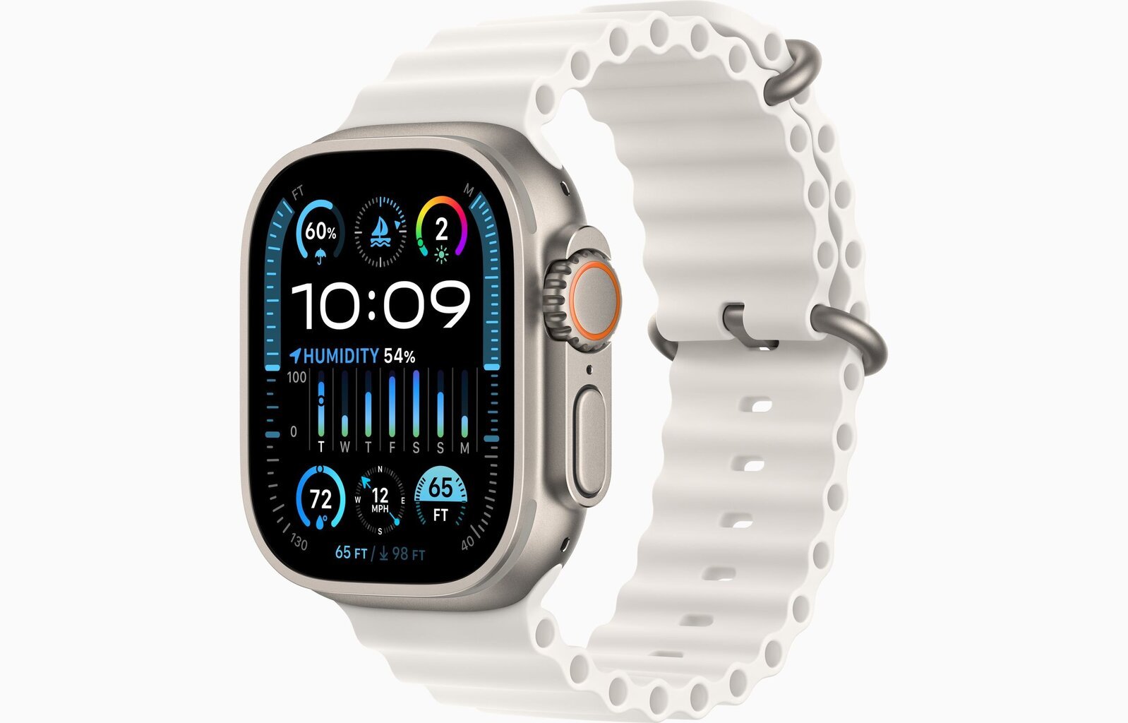 Apple Watch Ultra 2 GPS + Cellular, 49mm Titanium Case with White Ocean Band MREJ3UL/A цена и информация | Nutikellad (smartwatch) | kaup24.ee
