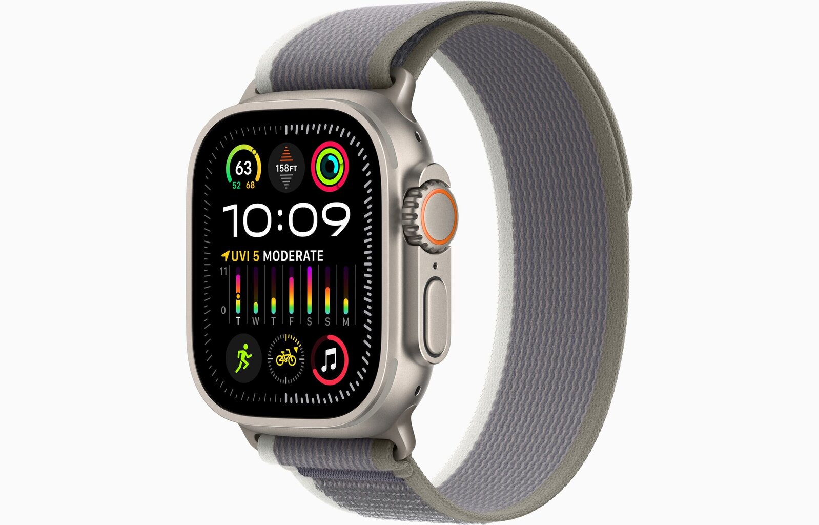 Apple Watch Ultra 2 GPS + Cellular, 49mm Titanium Case with Green/Grey Trail Loop - S/M MRF33EL/A hind ja info | Nutikellad (smartwatch) | kaup24.ee