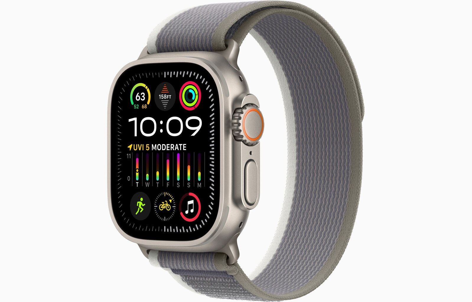 Apple Watch Ultra 2 GPS + Cellular, 49mm Titanium Case with Green/Grey Trail Loop - S/M MRF33UL/A цена и информация | Nutikellad (smartwatch) | kaup24.ee