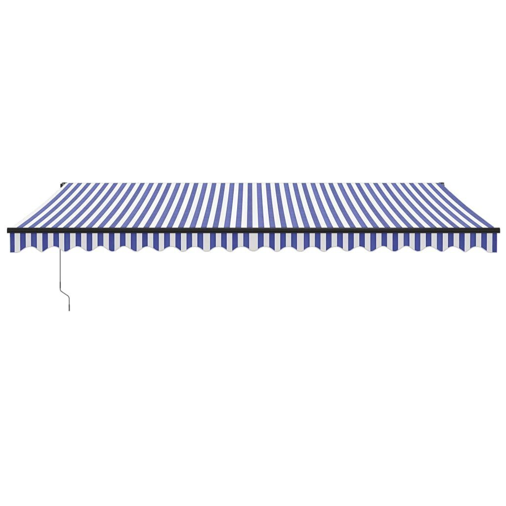 vidaXL sissetõmmatav varikatus, sinine-valge, 5x3 m kangas, alumiinium hind ja info | Päikesevarjud, markiisid ja alused | kaup24.ee