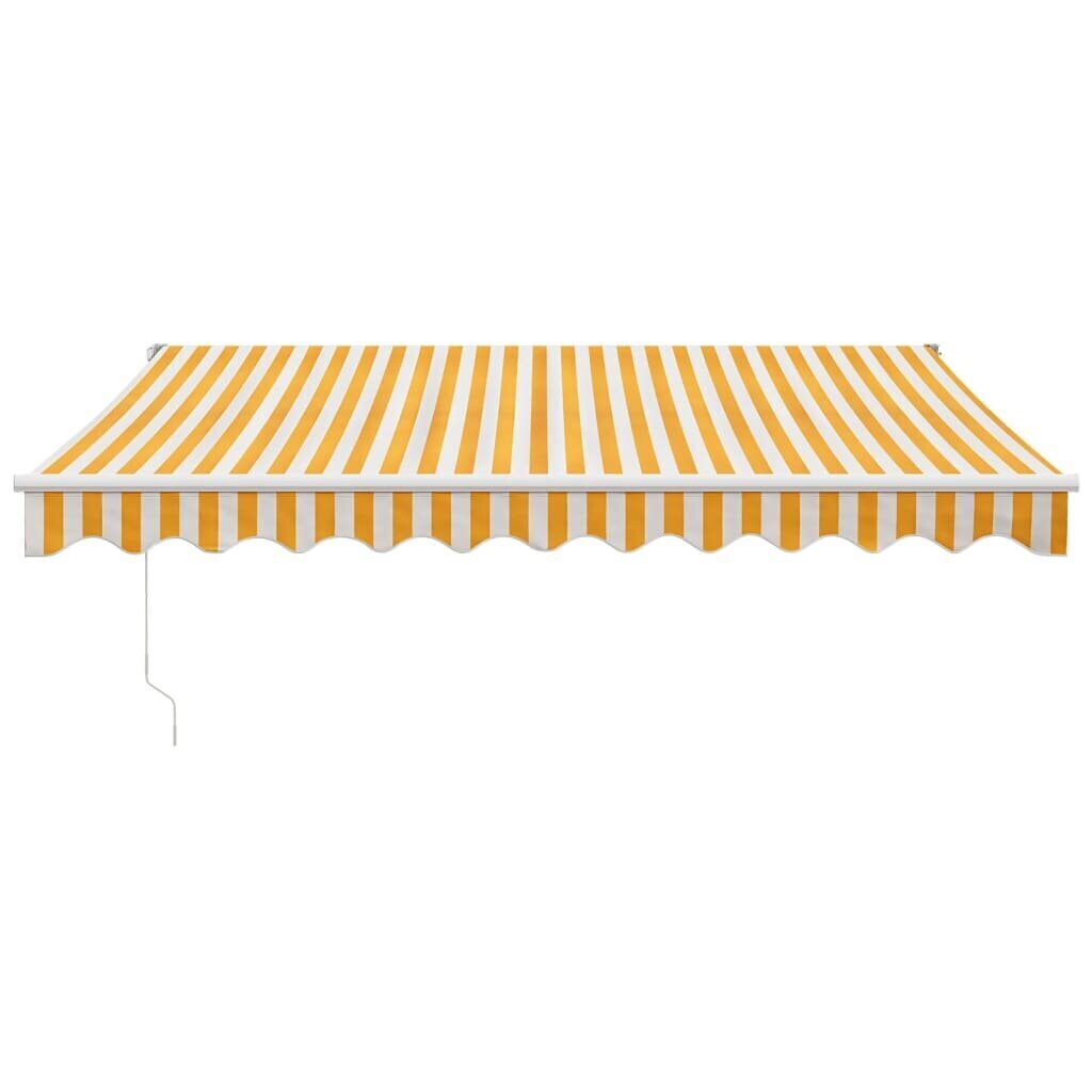 vidaXL sissetõmmatav varikatus kollane-valge 3x2,5 m kangas/alumiinium цена и информация | Päikesevarjud, markiisid ja alused | kaup24.ee
