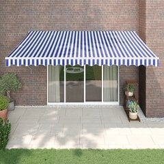 vidaXL sissetõmmatav varikatus, sinine-valge, 4x3 m kangas, alumiinium hind ja info | Päikesevarjud, markiisid ja alused | kaup24.ee