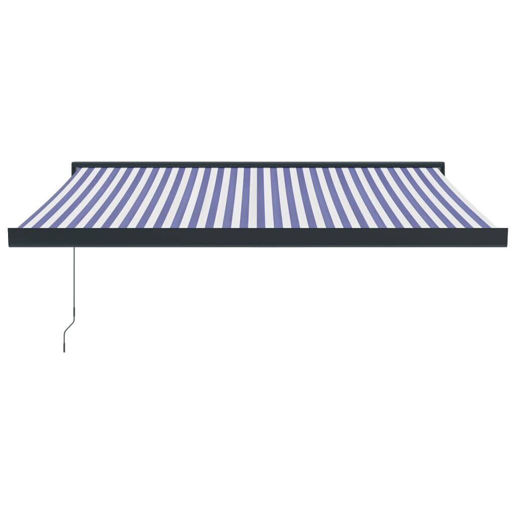 vidaXL sissetõmmatav varikatus sinine-valge 3,5x2,5 kangas, alumiinium hind ja info | Päikesevarjud, markiisid ja alused | kaup24.ee