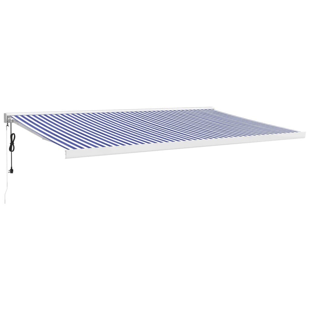 vidaXL sissetõmmatav varikatus, sinine-valge, 5x3 m kangas, alumiinium hind ja info | Päikesevarjud, markiisid ja alused | kaup24.ee