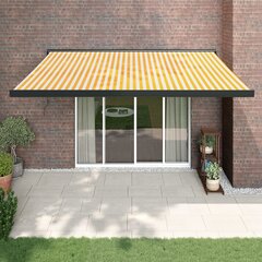 vidaXL sissetõmmatav varikatus, kollane-valge 4x3 m, kangas/alumiinium hind ja info | Päikesevarjud, markiisid ja alused | kaup24.ee