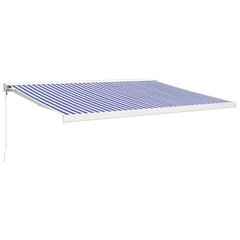 vidaXL sissetõmmatav varikatus sinine-valge 4,5x3 m kangas, alumiinium hind ja info | Päikesevarjud, markiisid ja alused | kaup24.ee