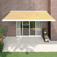 vidaXL sissetõmmatav varikatus kollane-valge 4x3 m kangas, alumiinium hind ja info | Päikesevarjud, markiisid ja alused | kaup24.ee