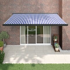 vidaXL sissetõmmatav varikatus sinine-valge 4,5x3 m kangas, alumiinium hind ja info | Päikesevarjud, markiisid ja alused | kaup24.ee