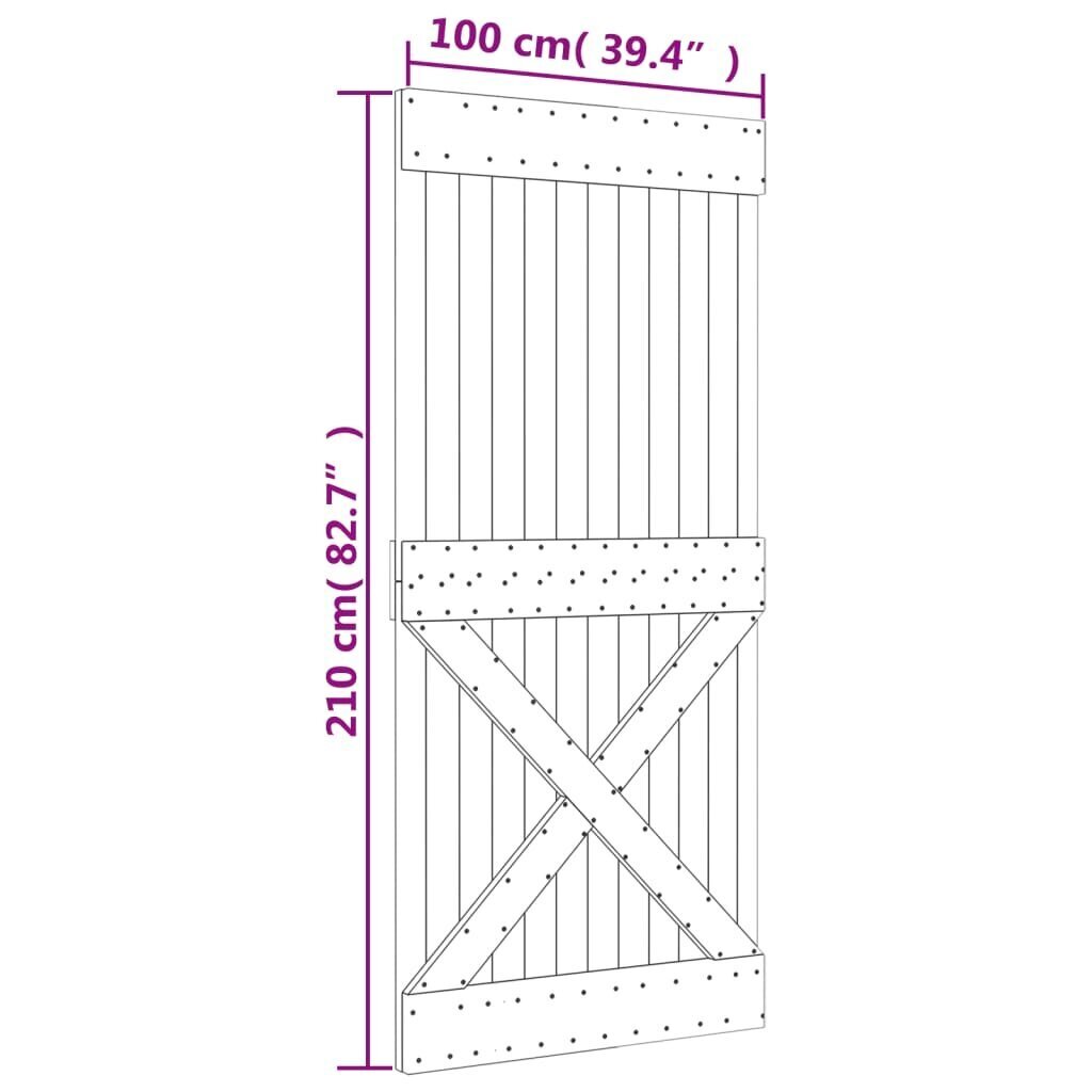 vidaXL uks, 100x210 cm, männipuit hind ja info | Siseuksed | kaup24.ee