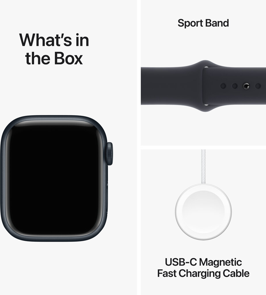 Apple Watch Series 9 GPS 41mm Midnight Aluminium Case with Midnight Sport Band - S/M MR8W3ET/A цена и информация | Nutikellad (smartwatch) | kaup24.ee