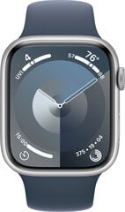 Apple Watch Series 9 GPS 41mm Silver Aluminium Case with Storm Blue Sport Band - M/L - MR913ET/A цена и информация | Смарт-часы (smartwatch) | kaup24.ee