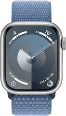 Apple Watch Series 9 GPS 41mm Silver Aluminium Case with Winter Blue Sport Loop - MR923ET/A цена и информация | Смарт-часы (smartwatch) | kaup24.ee