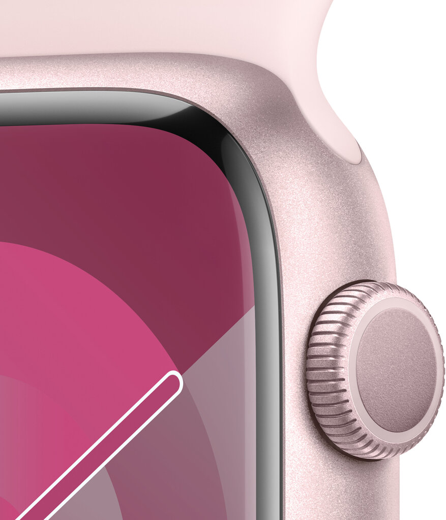 Apple Watch Series 9 GPS 41mm Pink Aluminium Case with Light Pink Sport Band - S/M - MR933ET/A цена и информация | Nutikellad (smartwatch) | kaup24.ee