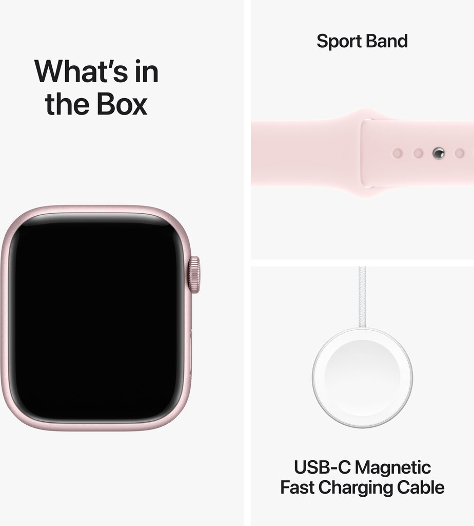 Apple Watch Series 9 GPS 41mm Pink Aluminium Case with Light Pink Sport Band - S/M MR933ET/A цена и информация | Nutikellad (smartwatch) | kaup24.ee