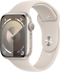 Apple Watch Series 9 GPS 45mm Starlight Aluminium Case with Starlight Sport Band - M/L - MR973ET/A цена и информация | Смарт-часы (smartwatch) | kaup24.ee