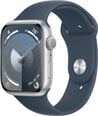 Apple Watch Series 9 GPS 45mm Silver Aluminium Case with Storm Blue Sport Band - M/L MR9E3ET/A