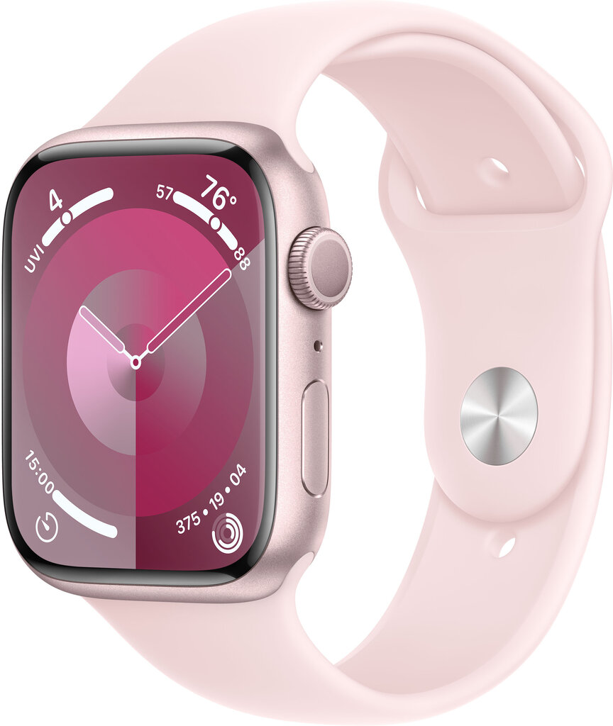 Apple Watch Series 9 GPS 45mm Pink Aluminium Case with Light Pink Sport Band - M/L MR9H3ET/A hind ja info | Nutikellad (smartwatch) | kaup24.ee