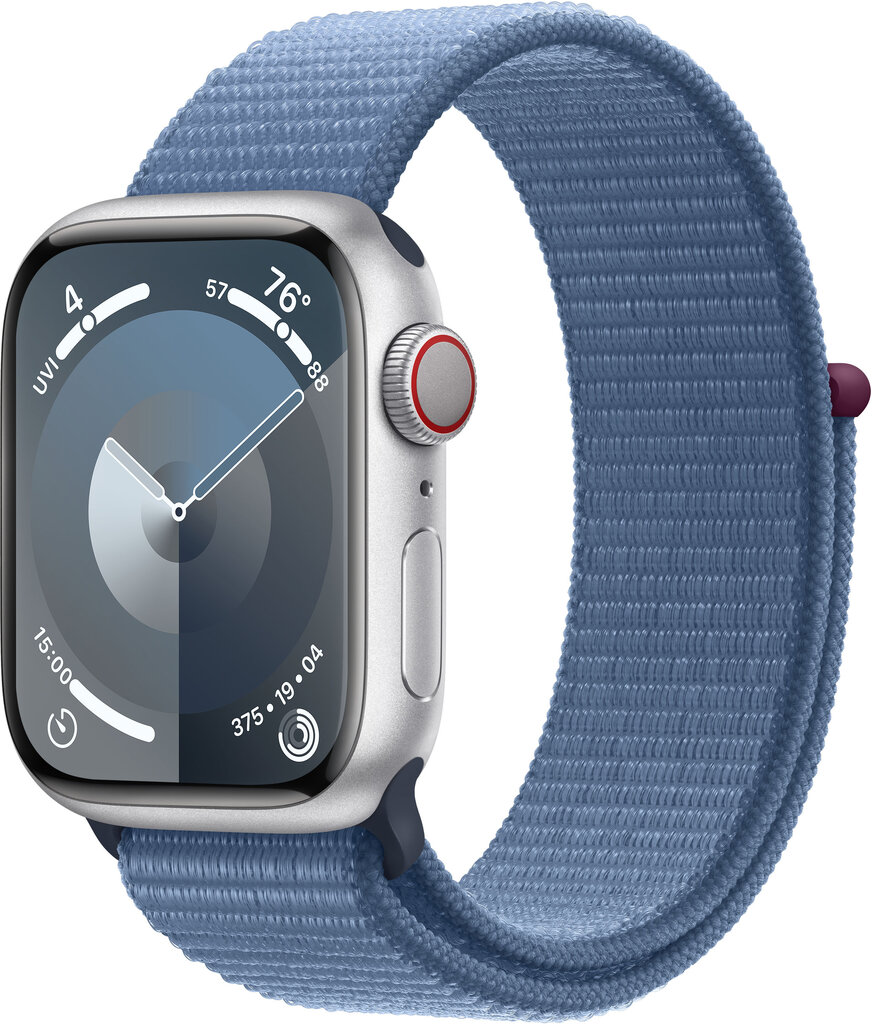 Apple Watch Series 9 GPS + Cellular 41mm Silver Aluminium Case with Winter Blue Sport Loop MRHX3ET/A цена и информация | Nutikellad (smartwatch) | kaup24.ee