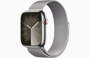 Apple Watch Series 9 GPS + Cellular 41mm Silver Stainless Steel Case with Silver Milanese Loop MRJ43ET/A цена и информация | Смарт-часы (smartwatch) | kaup24.ee