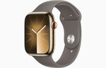 Apple Watch Series 9 GPS + Cellular 41mm Gold Stainless Steel Case with Clay Sport Band - S/M MRJ53ET/A