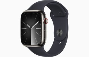 Apple Watch Series 9 GPS + Cellular 41mm Graphite Stainless Steel Case with Midnight Sport Band - S/M MRJ83ET/A цена и информация | Смарт-часы (smartwatch) | kaup24.ee