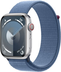 Apple Watch Series 9 GPS + Cellular 45mm Silver Aluminium Case with Winter Blue Sport Loop MRMJ3ET/A цена и информация | Смарт-часы (smartwatch) | kaup24.ee