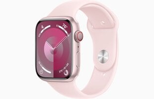 Apple Watch Series 9 GPS + Cellular 45mm Pink Aluminium Case with Light Pink Sport Band - S/M - MRMK3ET/A цена и информация | Смарт-часы (smartwatch) | kaup24.ee