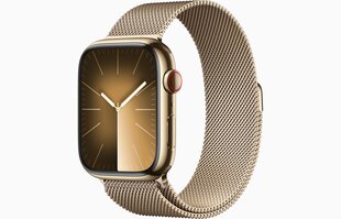 Apple Watch Series 9 GPS + Cellular 45mm Gold Stainless Steel Case with Gold Milanese Loop MRMU3ET/A цена и информация | Смарт-часы (smartwatch) | kaup24.ee