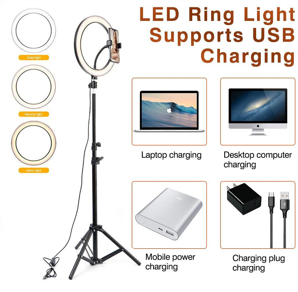 LED-rõngasvalgusti 1,6 m statiivi ja telefonihoidikuga, Livman, X-409-10H (led ring) цена и информация | Fotovalgustuse seadmed | kaup24.ee