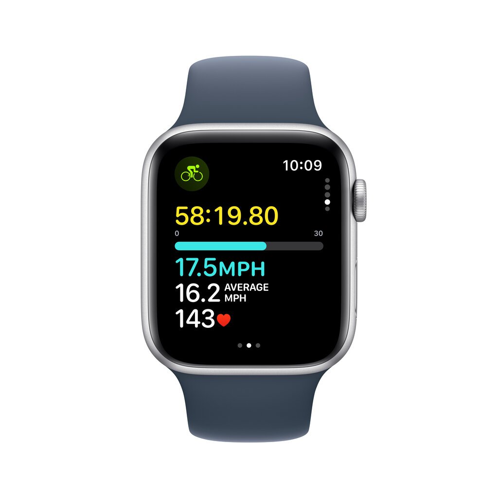 Apple Watch SE GPS 40mm Silver Aluminium Case with Storm Blue Sport Band - S/M - MRE13ET/A цена и информация | Nutikellad (smartwatch) | kaup24.ee