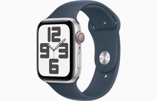 Apple Watch SE GPS + Cellular 44mm Silver Aluminium Case with Storm Blue Sport Band - S/M MRHF3ET/A цена и информация | Смарт-часы (smartwatch) | kaup24.ee