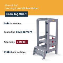 Montessori köögiabi õppetorn MeowBaby®, sinine цена и информация | Детские столы и стулья | kaup24.ee