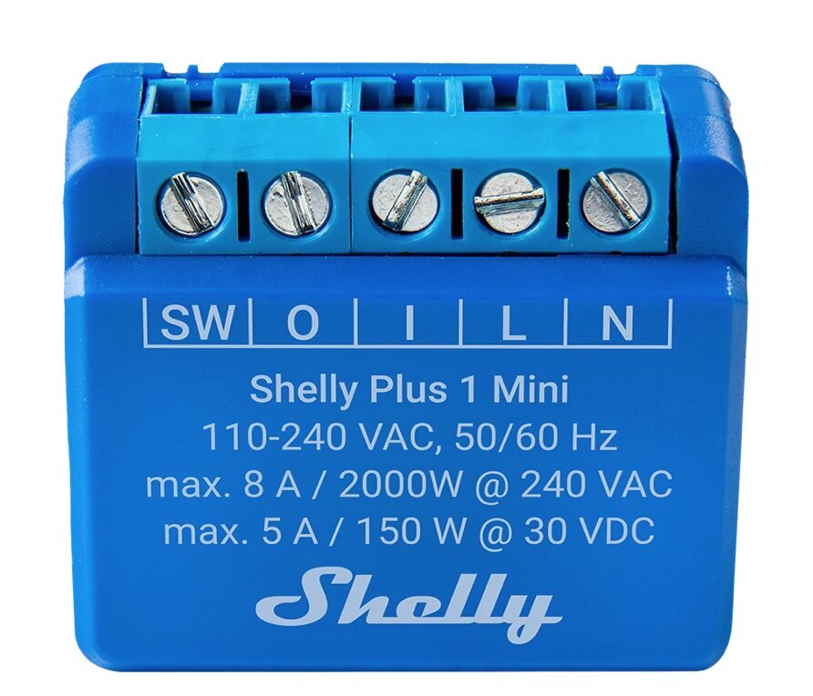 Nutikas Wi-Fi Bluetooth-relee Shelly PLUS 1 Mini hind ja info | Valvesüsteemid, kontrollerid | kaup24.ee