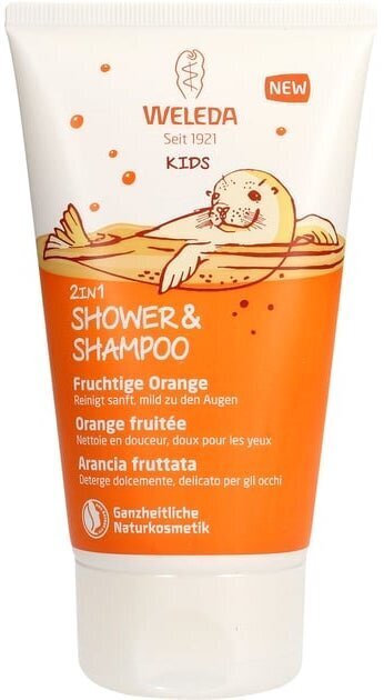 Dušigeel ja šampoon lastele Weleda Kids 2in1 Fruity Orange 150 ml цена и информация | Laste ja ema kosmeetika | kaup24.ee